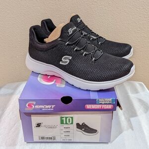 New S Sport by Skechers Women's Rummie Pull-On Sneakers Shoes Black Size 10‎